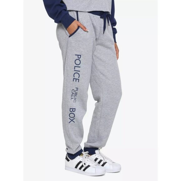 Her Universe Doctor Who Police Call Box Tardis Jogger Pants Size Large - Picture 1 of 5